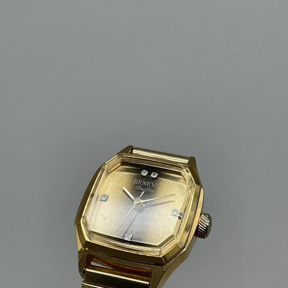 Vintage Geneva Electra Women Watch 22mm Gold Tone Adjustable Band Manual Wind